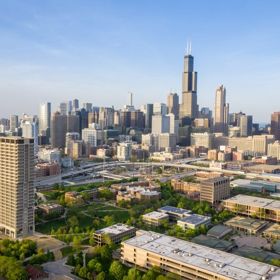 Arial UIC East Campus with Skyline